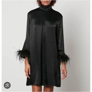 NEW Sleeper Black Party Shirt Dress w/ detachable feather trims NWT - Size S